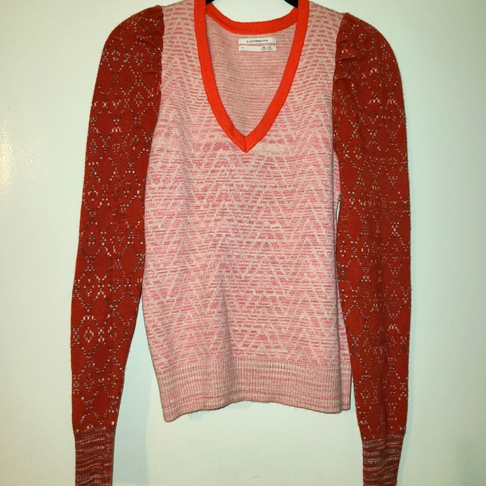 Anthropologie knit ruffle shoulder sweater